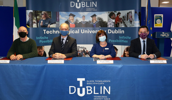 Dr Noel McCaffrey, Founder and Medical Director of ExWell Medical; President of TU Dublin, Professor David FitzPatrick; Lucy Nugent, Chief Executive of Tallaght University Hospital, and John Windle, General Manager, UPMC Ireland. Photo by Brian MacCormaic (photography)