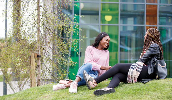 Students chatting on campus