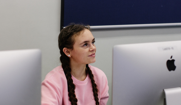 Student studying in class