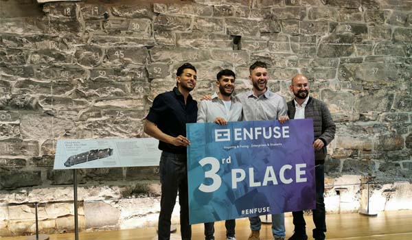 ENFUSE Finals 2022 3rd Place Team -  Pictured Halil Semih Guven Tevfik Furkan Ekici Charls Roy Kallarackal Billy Keenan