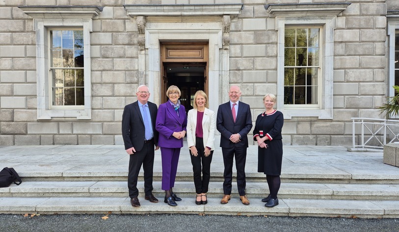 TU President's including Dr Deirdre Lillis stand outside Leinster House