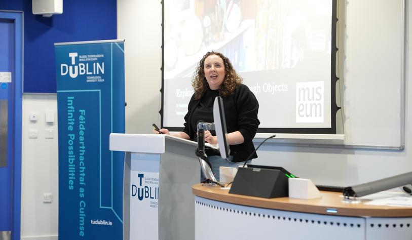 A speaker presenting a lecture