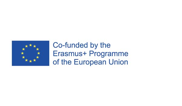 EU flag and the text - Co-funded by the Erasmus + Programme of the European Uniion