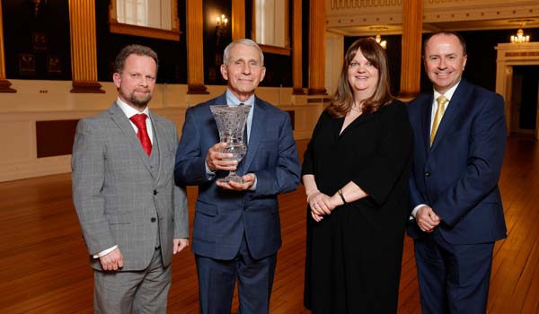 Pictured (l-r): Fulbright Executive Director, Dr. Dara FitzGerald; Fulbright Ireland Public Service Awardee, Dr. Anthony Fauci; Fulbright Board Chair Emerita, Professor Diane Negra; Fulbright Board Chair, Professor Paul Donnelly. Picture Conor McCabe photography.