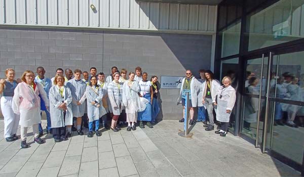 Students visiting Spirit AeroSystems in Belfast