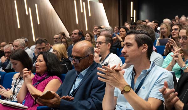 A group of people in a lecture theatre