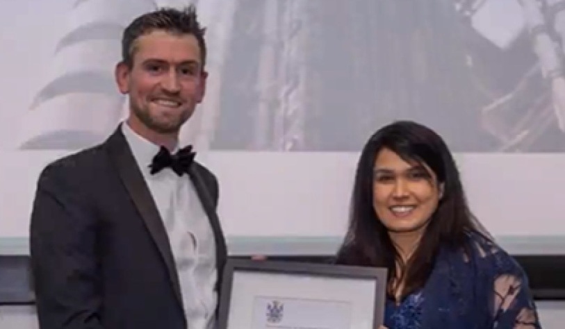 Patrick is pictured with Yasmin Becker, CEO of the Institution of Structural Engineers.