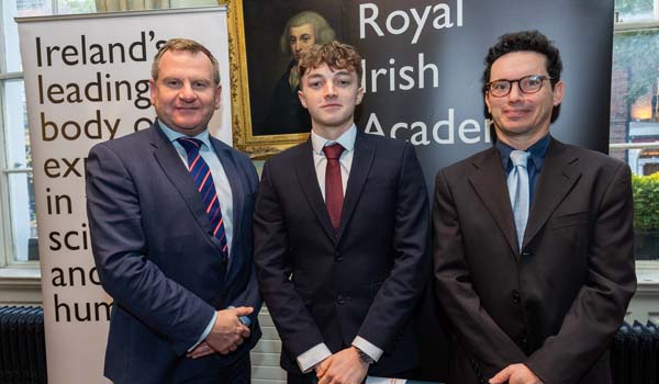 Danny McCoy, CEO of Ibec (L), TU Dublin Student Dara Vince, Professor Wendelin Werner, Rouse Ball Professor of Mathematics at the University of Cambridge (R).