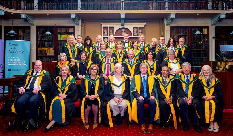 27 of the newly elected members are pictured with Professor Pat Guiry, President, Royal Irish Academy.