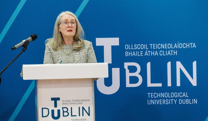 Professor Emeritus Yvonne Galligan speaking at the event