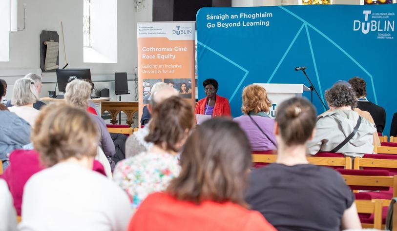 Melody Chinenyanga, TU Dublin’s Equality, Diversity and Inclusion Lead for Race Equity speaking at the event