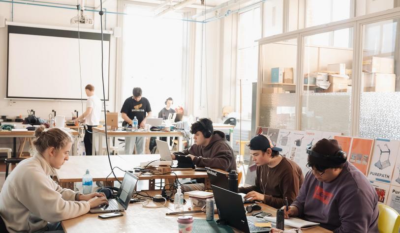 Students working together in a studio in Bolton Street