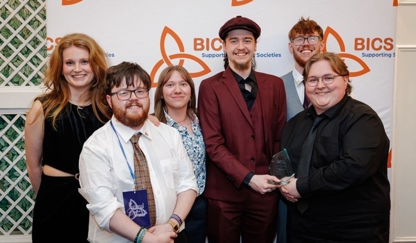 Photo of students celebrating an award