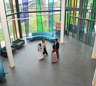 Students talking in the Connect Building in Blanchardstown