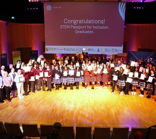 STEM Passport for Inclusion graduates celebrate their achievements at the graduation ceremony in TU Dublin’s East Quad, Grangegorman, on 19 October.