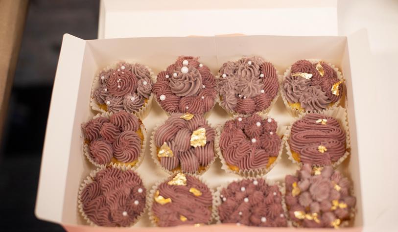 Purple Ornate cupcakes