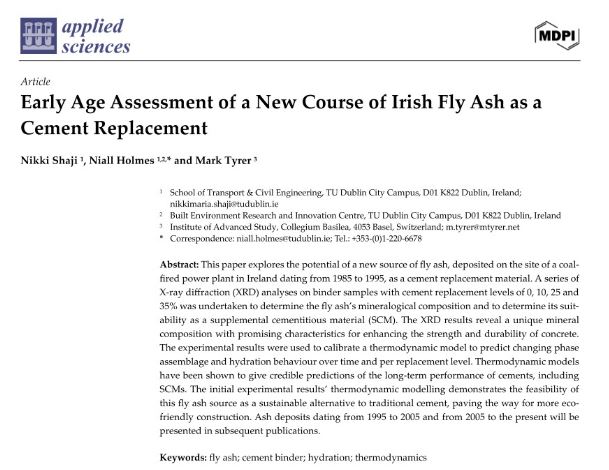 image for Early Age Assessment of a New Course of Irish Fly Ash as a Cement Replacement