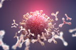 Attack on virus antigens 3D illustration